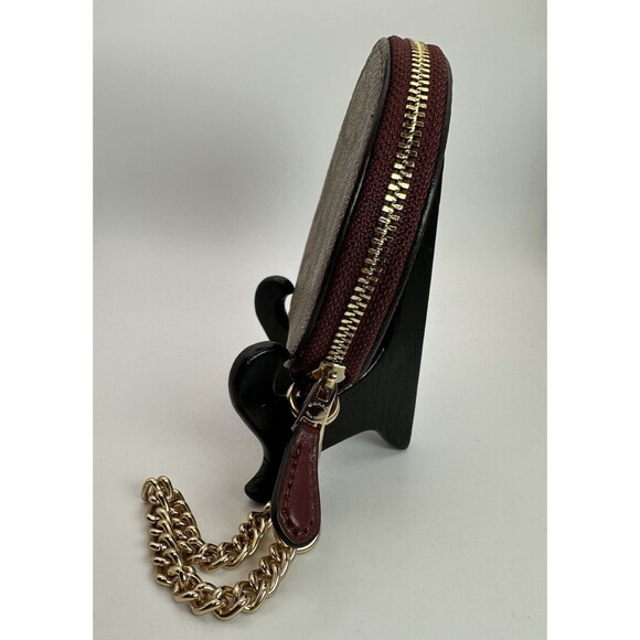 NWT Coach F68849 Round Coin Case in Signature Canvas Pink Candy Chain Ltd. Edit. - Picture 4 of 15